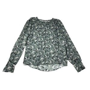 Luisa Cerano Blouse Round Neck ‎ Long Sleeve Multi Color Sheer Size 10